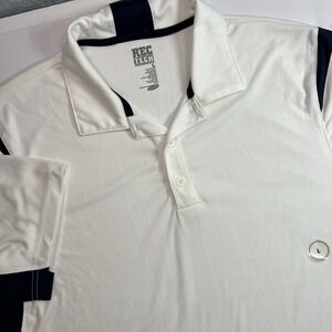 REC Tech Performance‎ Gear Men's White with Navy Trim Polo Size Large Golf-New